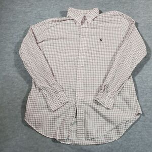 Ralph Lauren Shirt Mens XL Brown Red Check Classic Workwear Collared Button Down